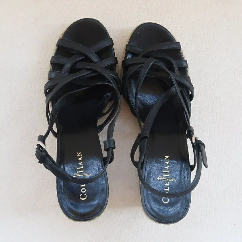 Cole Haan Leather Sandal Wedges Size 9